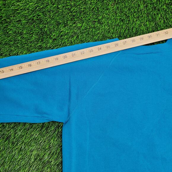 Vintage 90s Hanes Blank Sweatshirt Womens Large 21x22 Boxy Blue - Picture 5 of 11